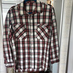 Red and Black Casual Button Down Shirt with Plaid Design